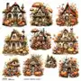 Scraplove.pl Naklejki papierowe 24x24 scraplove - autumn pumpkin houses 1 domki grzyby dynie Sklep