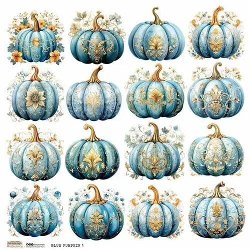 Scraplove.pl Naklejki papierowe 24x24 scraplove - blue pumpkin 1 niebieskie dynie