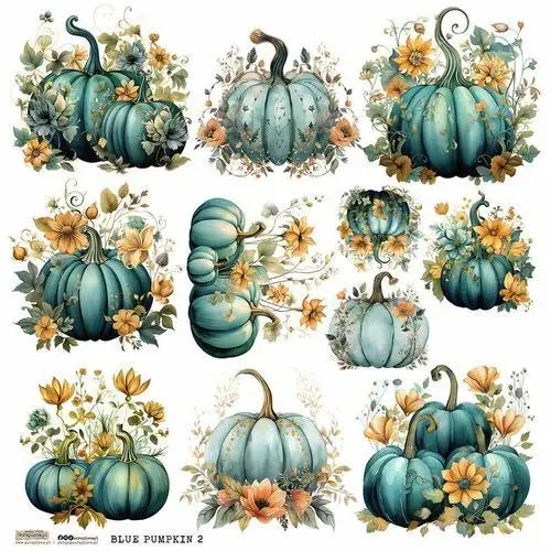 Scraplove.pl Naklejki papierowe 24x24 scraplove - blue pumpkin 2 dynie