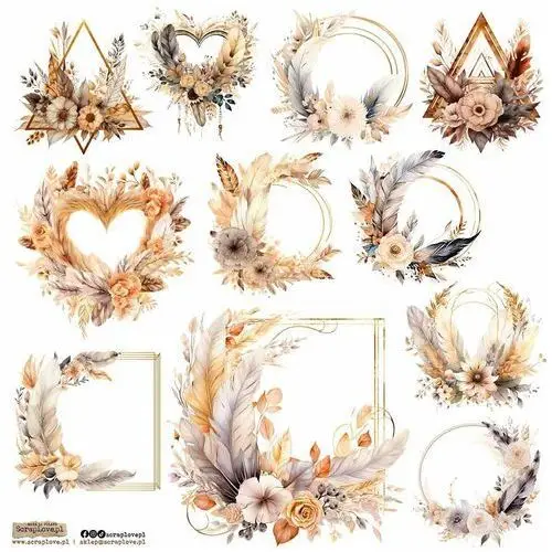 Scraplove.pl Naklejki papierowe 24x24 scraplove - boho floral 4