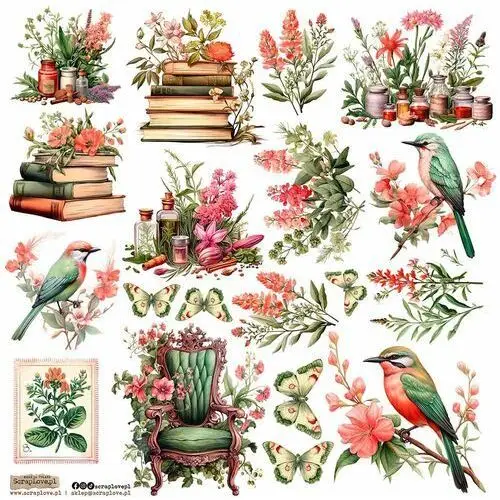 Naklejki papierowe 24x24 scraplove - botanical 2 Scraplove.pl