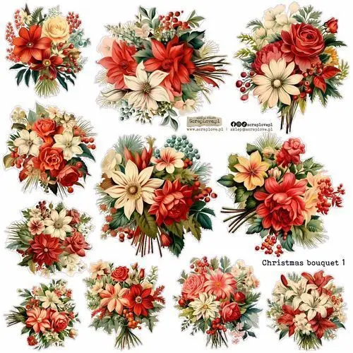 Naklejki papierowe 24x24 scraplove - christmas bouquet 1 Scraplove.pl