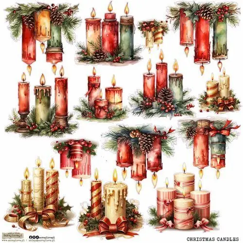 Scraplove.pl Naklejki papierowe 24x24 scraplove - christmas candles