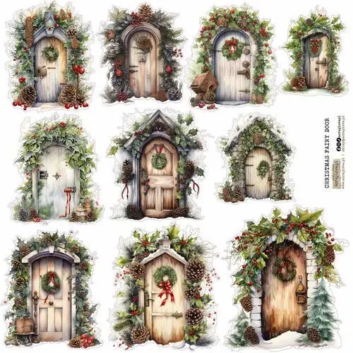 Scraplove.pl Naklejki papierowe 24x24 scraplove - christmas fairy door 1