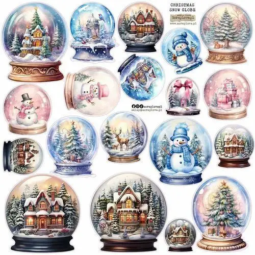 Scraplove.pl Naklejki papierowe 24x24 scraplove - christmas snow globe