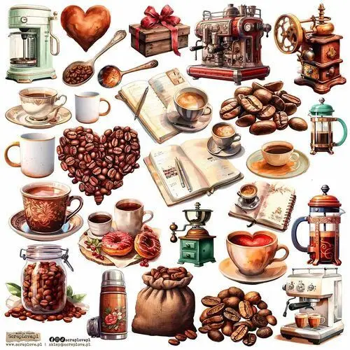 NAKLEJKI PAPIEROWE 24x24 ScrapLove - Coffee Love 1