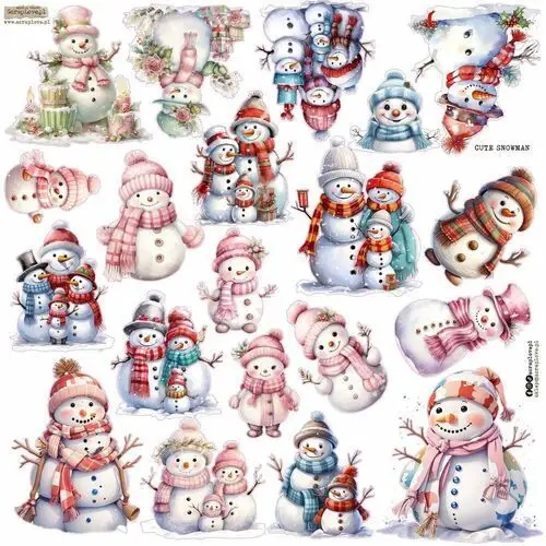 Scraplove.pl Naklejki papierowe 24x24 scraplove - cute snowman