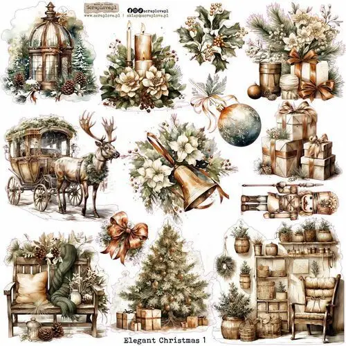 Scraplove.pl Naklejki papierowe 24x24 scraplove - elegant christmas