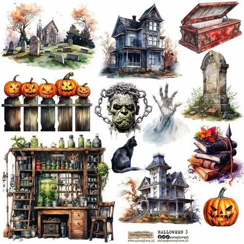 NAKLEJKI PAPIEROWE 24x24 ScrapLove - Halloween 3