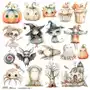 Naklejki papierowe 24x24 ScrapLove - Halloween Cute 1 dynie czarownica kot cmentarz Sklep