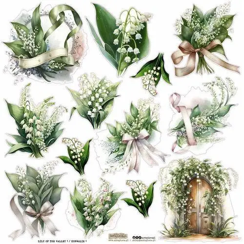 Scraplove.pl Naklejki papierowe 24x24 scraplove - lily of the valley 1 konwalie