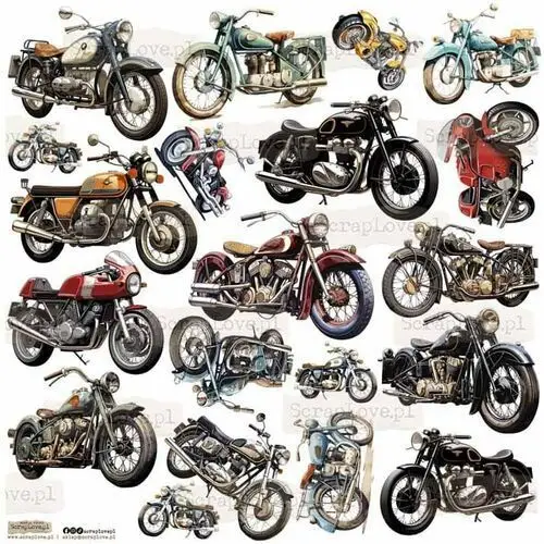 Scraplove.pl Naklejki papierowe 24x24 scraplove - motorcycles 1