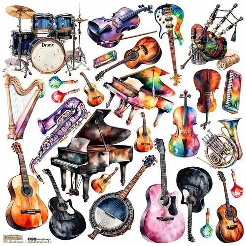 Naklejki papierowe 24x24 scraplove - music instruments 1 Scraplove.pl