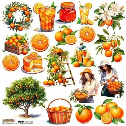 Scraplove.pl Naklejki papierowe 24x24 scraplove - oranges 1