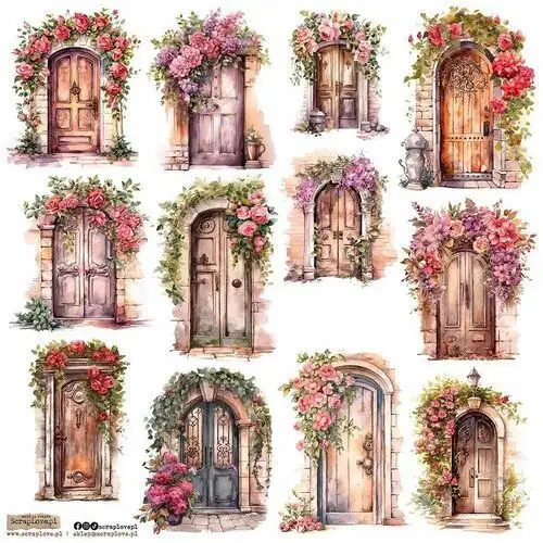 Scraplove.pl Naklejki papierowe 24x24 scraplove - romantic door 1