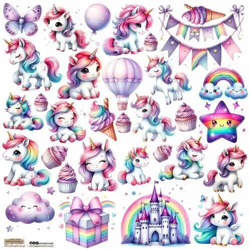 NAKLEJKI PAPIEROWE 24x24 ScrapLove - Unicorn 2