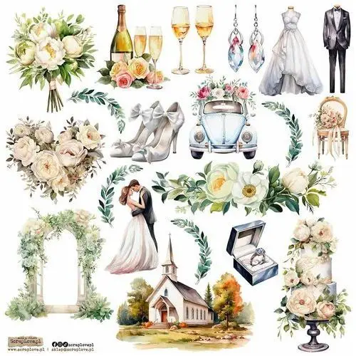 Scraplove.pl Naklejki papierowe 24x24 scraplove - wedding 9