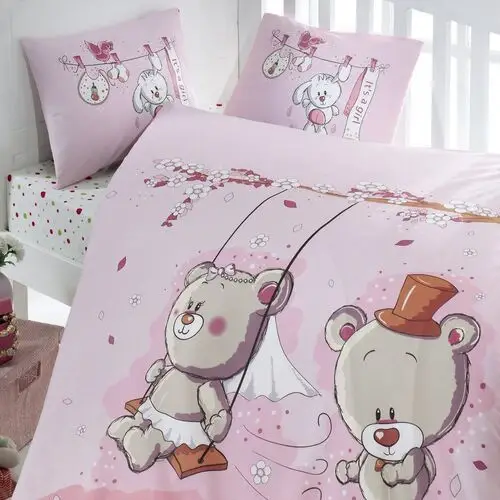 SELSEY Dziecięca pościel do łóżeczka Bears' Wedding 100x150 cm z dwiema poszewkami na poduszkę 35x45 cm i z prześcieradłem 2