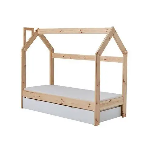 SELSEY Łóżko domek dla dzieci Hussie z barierką, szufladą i materacem 70x160 cm
