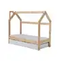 SELSEY Łóżko domek dla dzieci Hussie z barierką, szufladą i materacem 70x160 cm Sklep