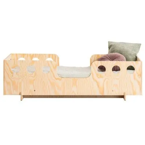 SELSEY Łóżko drewniane dla dziecka Kyori z barierkami w koła 70x140 cm