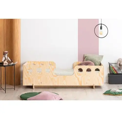 łóżko drewniane dla dziecka kyori z barierkami w koła 80x150 cm Selsey 2
