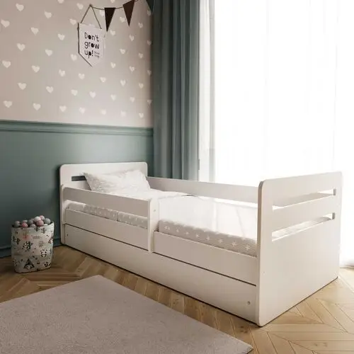 łóżko dziecięce brannigan 140x80 cm z szufladą i materacem białe Selsey 2