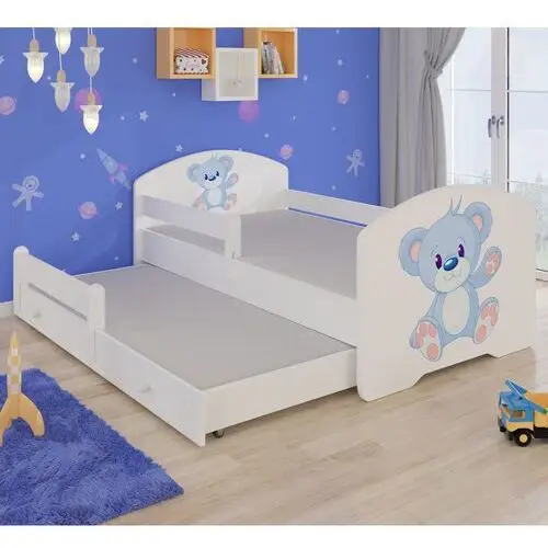Selsey łóżko dziecięce podwójne blasius 160x80 cm niebieski miś z barierką 2