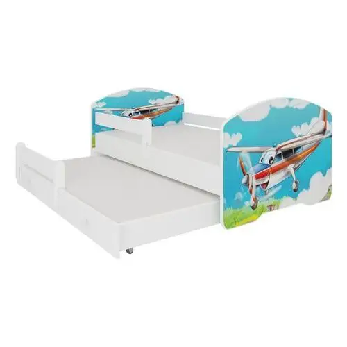 łóżko dziecięce podwójne blasius 160x80 cm z samolotem z barierką Selsey