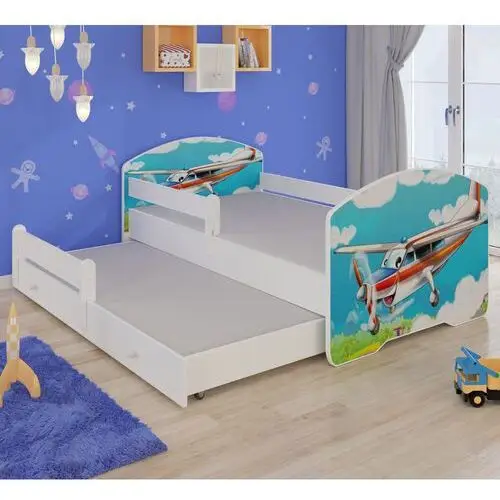łóżko dziecięce podwójne blasius 160x80 cm z samolotem z barierką Selsey 2