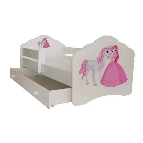 SELSEY Łóżko dziecięce Sissa 140x70 cm Księżniczka i Koń z barierką i szufladą
