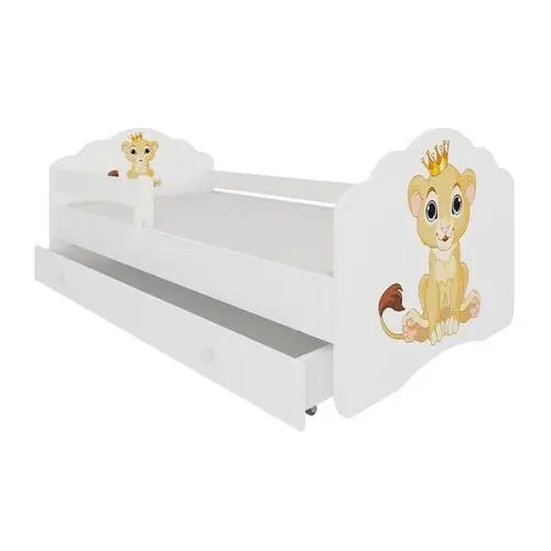 łóżko dziecięce sissa 140x70 cm lew z barierką i szufladą Selsey