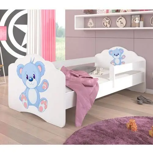 łóżko dziecięce sissa 140x70 cm niebieski miś z barierką Selsey 2
