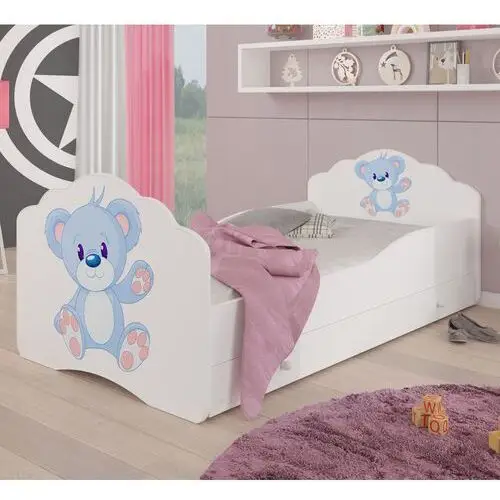 łóżko dziecięce sissa 140x70 cm niebieski miś z szufladą Selsey 2