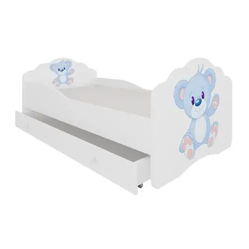 łóżko dziecięce sissa 140x70 cm niebieski miś z szufladą Selsey
