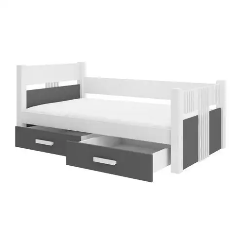 łóżko dziecięce toodie 180x80 białe / antracyt z materacem Selsey