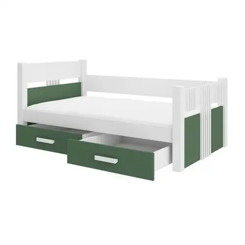 Selsey łóżko dziecięce toodie 200x90 białe / zieleń z materacem