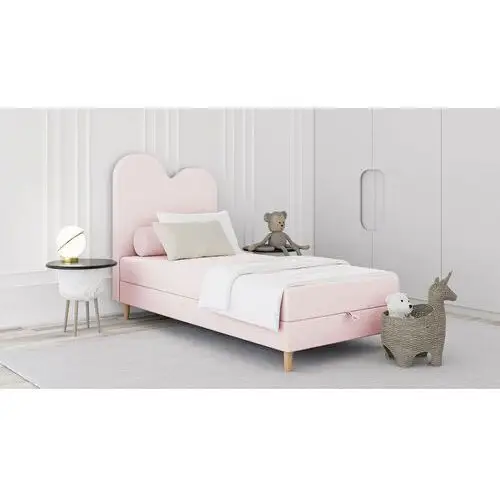 Selsey łóżko dziecięce z pojemnikiem i materacem 90x160 cm pandino różowe w tkaninie boucle 2