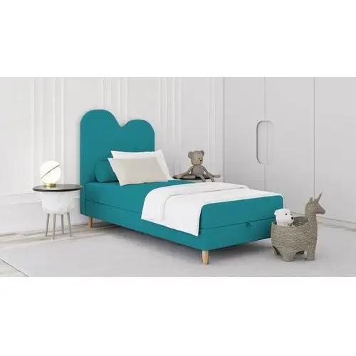 Selsey łóżko dziecięce z pojemnikiem i materacem 90x160 cm pandino turkusowe w tkaninie boucle 2