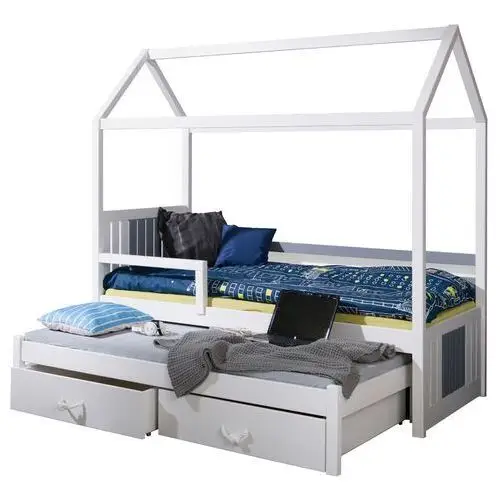 łóżko młodzieżowe domek z dwoma posłaniami melgara dwie szuflady w kolorze wenge Selsey