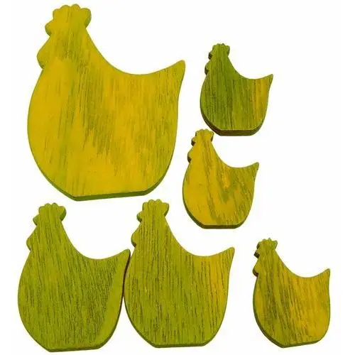 Kura Drewniana Żółto-Zielona Mix Rozmiarów 6szt