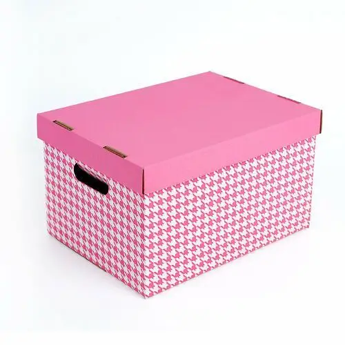 Pudełko Karton Z Wiekiem Różowe Pepitka 35X26X21cm