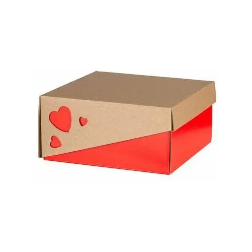 Pudełko Z Wieczkiem Serce Kraft-Czerwień 20X20X10