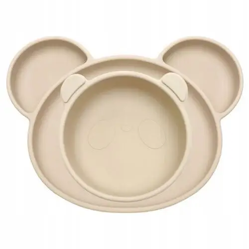 Silikonowe naczynia talerzyk z przyssawką+miseczka dla dzieci, biały ecru