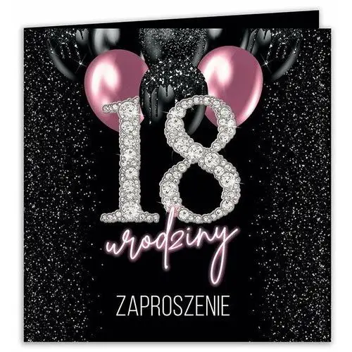 Sklepykoka Zaproszenia na 18 urodziny pink balloon diamond 10szt (+koperty)