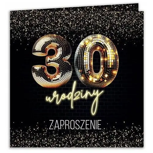 Sklepykoka Zaproszenia na 30 urodziny gold neon disco 10szt (+koperty)