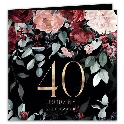 ZAPROSZENIA na 40 urodziny czarne eleganckie 10szt (+koperty)