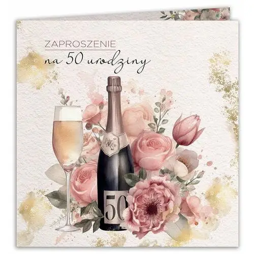 Sklepykoka Zaproszenia na 50 urodziny dla kobiety eleganckie 10szt (+koperty)