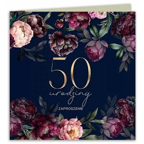 Zaproszenia na 50 urodziny granatowe z burgundem 10szt (+koperty) Sklepykoka