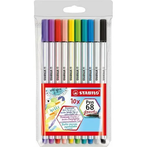 Stabilo Flamastry pen 68 brush 10 kolorów , stabilo